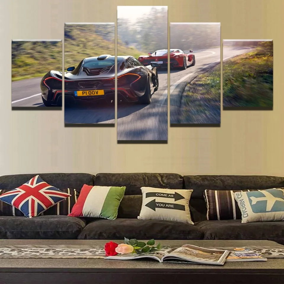 Modern Artwork Black And Mclaren P1 Red Sport Car Poster Canvas Painting 5 Pieces Wall Art Home Decor Hd Print Landscape Picture Painting Calligraphy Aliexpress