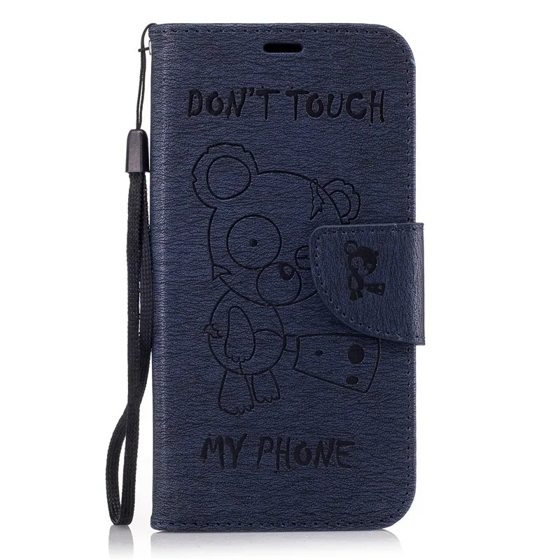 Носки с рисунком медведя из мультика и надписью «Don't Touch My Phone»(не трогай мой кожаный флип-чехол Fundas, чехлы для телефонов для Samsung Galaxy A3 A5 A320 A520 A320F A520F чехол