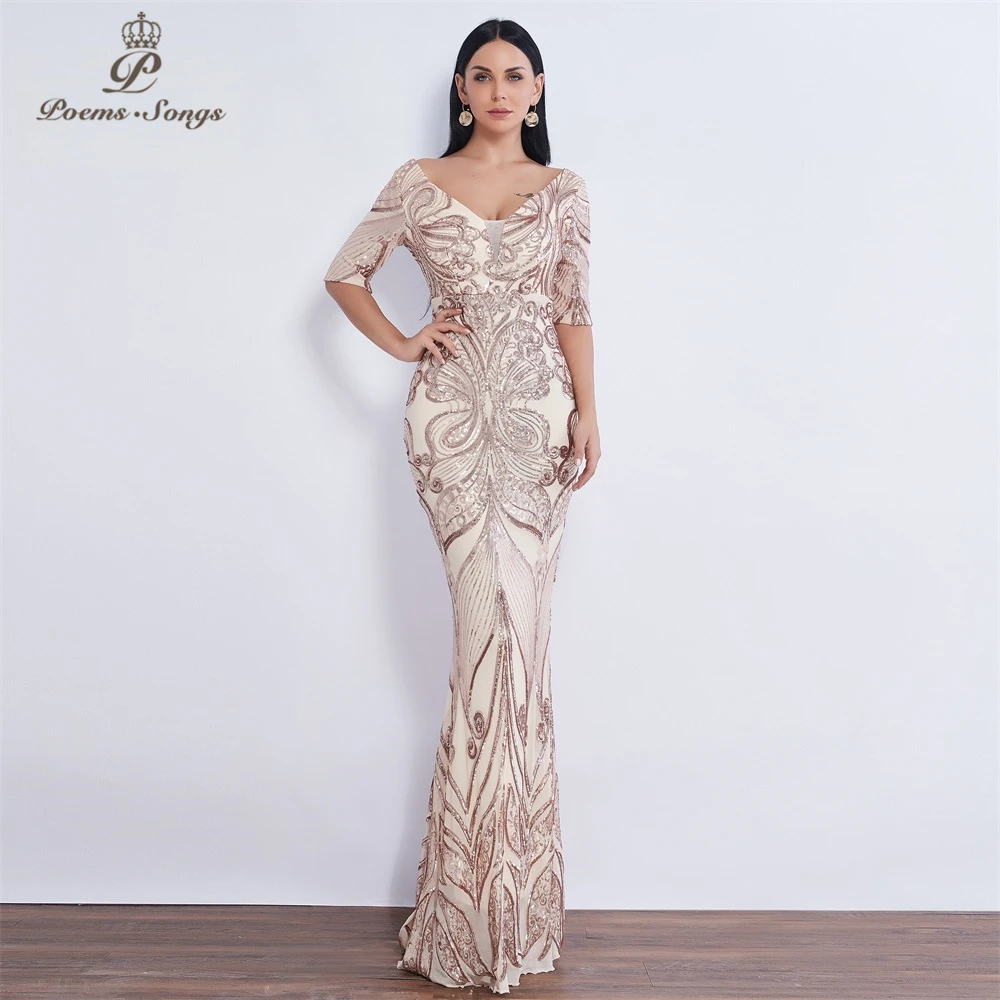 Вечернее платье с рукавом до локтя и бабочкой блестками vestido de festa Формальное