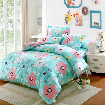 

100% Cotton Bedding Sets USA twin full Queen king Size white Flowers Printed Bedsheet Pillowcase Duvet Cover Bed Quilt Bedlinen