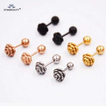 1Pair Rose Gold New Degsin Ear Studs Cartilage Earrings Tragus Helix Piercing 16 Gauges Ear Studs Lip Rings Jewelry
