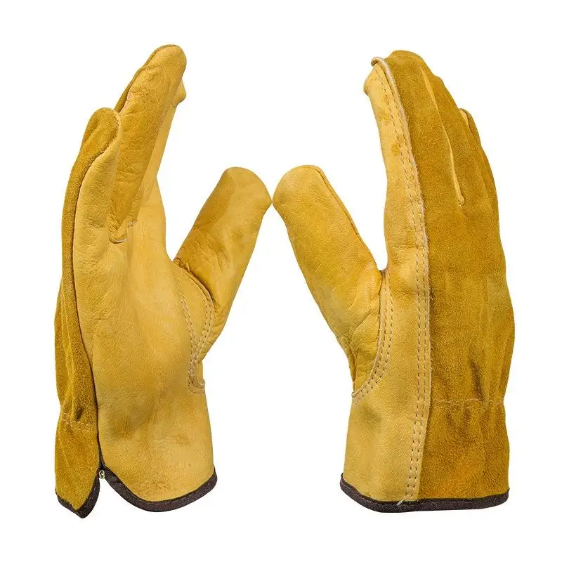 Рабочие перчатки AsyPets из натуральной кожи, противоскользящие садовые перчатки для водителя, для механического ремонта автомобиля-25