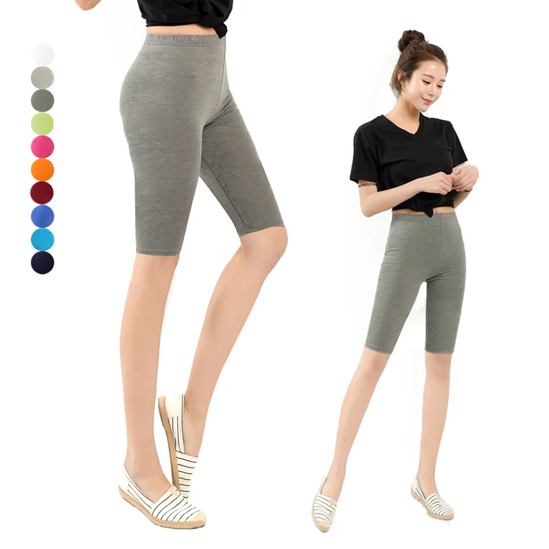

Women Knee Length Elastic Solid Color Ladies Casual Trousers Fitness Plus Size 3-5XL H9