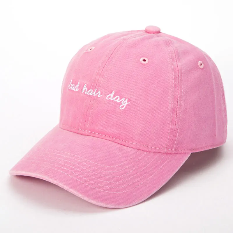 

Women Men Embroidery 6 Panel Letters Baseball Cap Washed Vintage Cotton Dad Hat Pink Navy Dark Grey