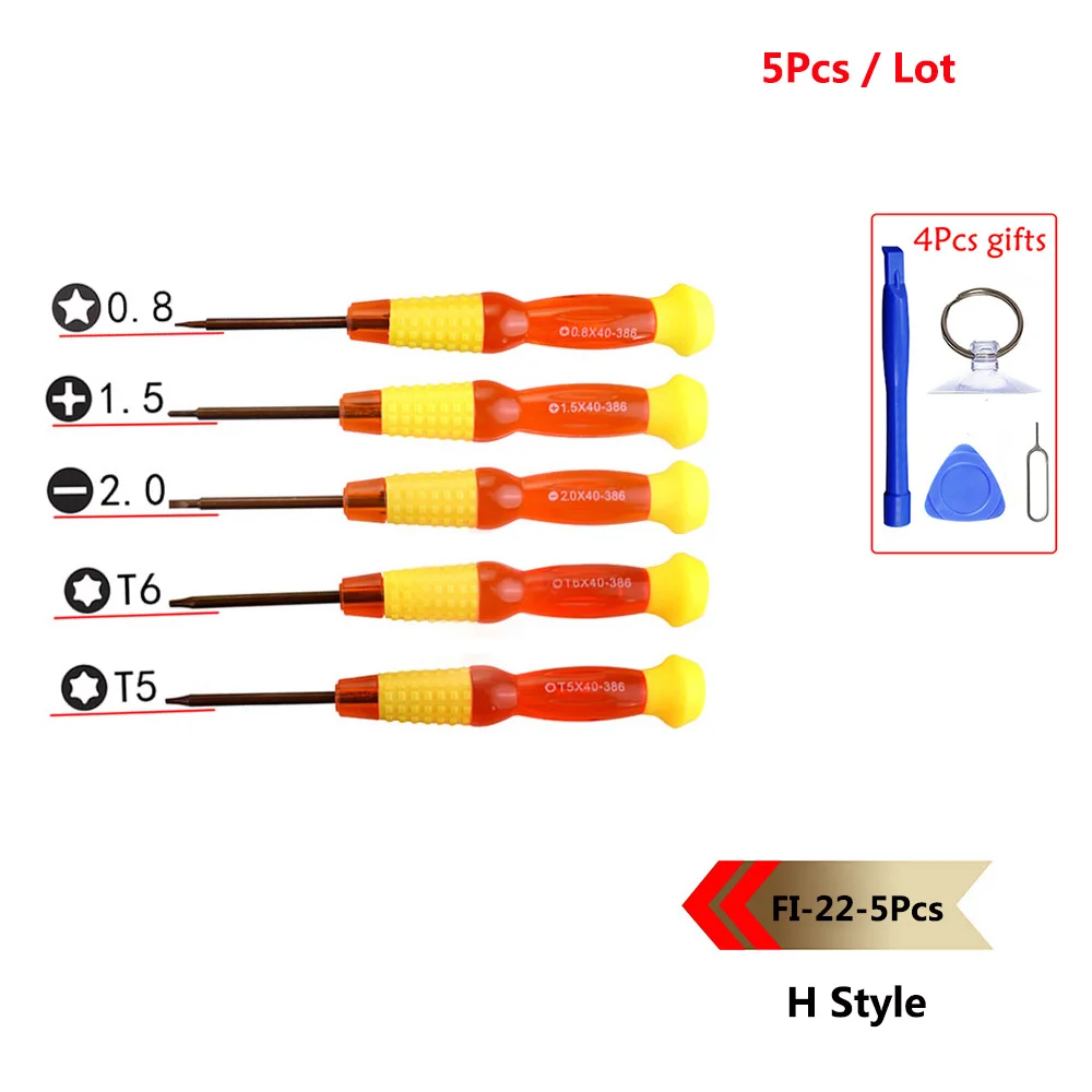 5 шт. 33 мм/85 мм T2 T3 T4 T5 T6 прецизионный Torx отвертка набор для ремонта мобильного телефона планшета - Цвет: H Style with gift