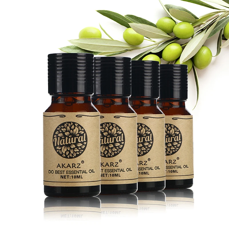 Akarz Castor Argan Rose Tea Tree Pacchetto Di Olio Essenziale Per Aromaterapia, Massaggio, Spa, Bagno 10Ml * 4