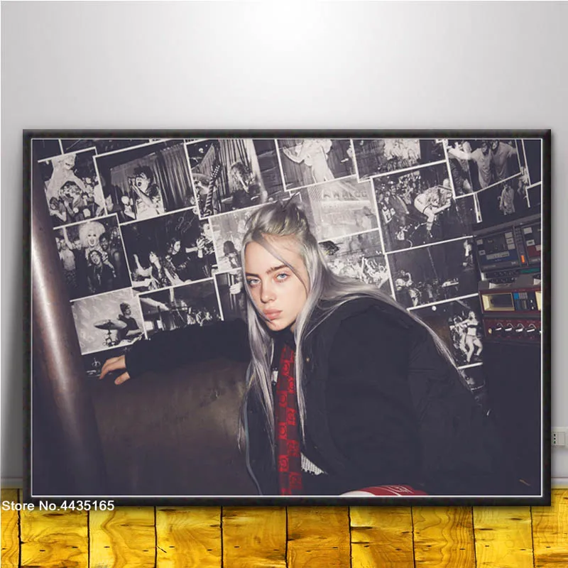 Billie Eilish Poster Singer Star Posters and Prints Wall Art Picture Canvas Painting Decoration for Living Room Home Decor - Цвет: Тёмно-синий