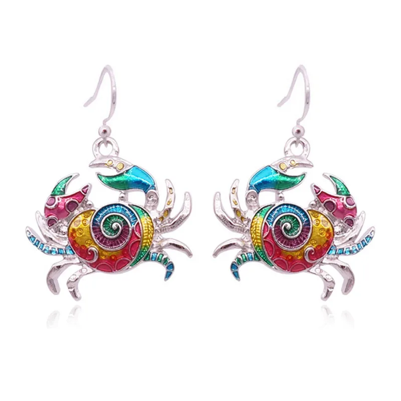 

1 Pair Colorful Enamel Alloy Dolphine Crab Tortoise shaped Bright Tone Fashion Earring Crafts Jewelry Charms 2018 Hot