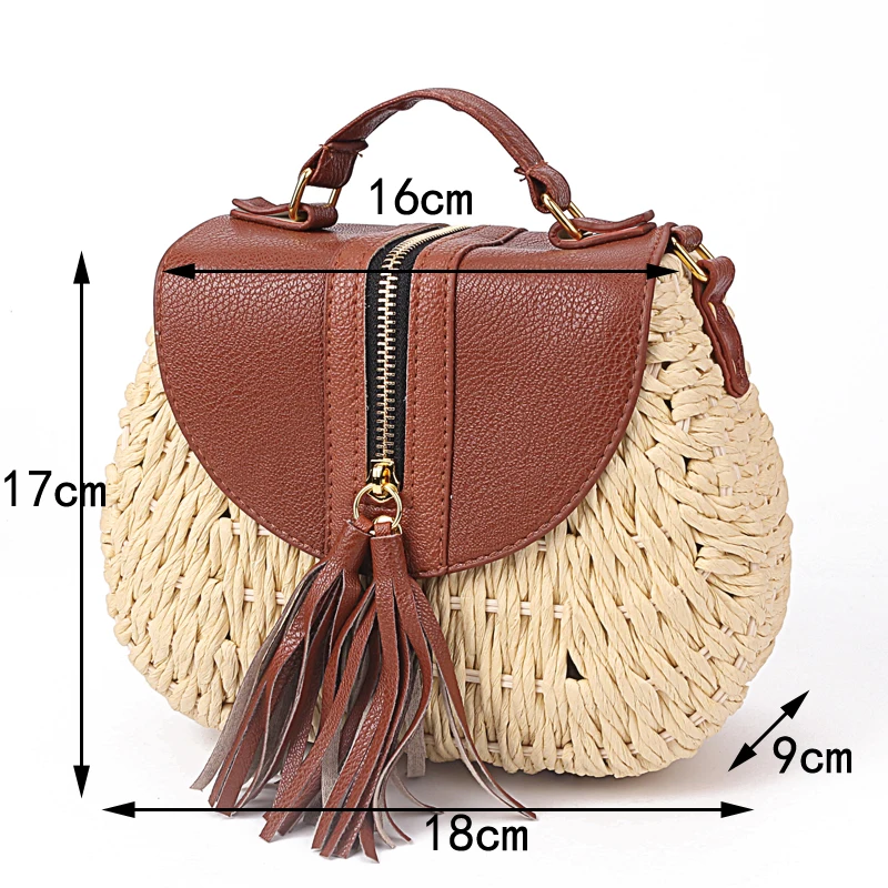 2018 الشهيرة مصمم السيدات المنسوجة الحياكة رسول Crossbody أكياس جديد الصيف البوهيمي المرأة شرابة القش شاطئ حقيبة كتف