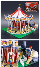 With Motor Clone 10196 LEPIN 15013 3263Pcs City Creator Expert Grand Carousel Model Building Kits Minifigure Blocks Brick Toy