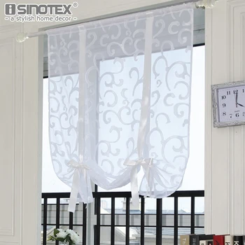 

Roman Curtain Window Treatment Cafe Curtain White Striped Polyester Translucidus Europe Kitchen Home Living Room Decoration 1PCS