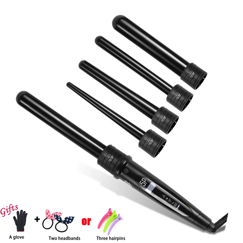 

5in1 Hair Wand Curler 09-32mm Removable Conical Curling Iron Hair Curler Electric Curling Wand Hair Styler Curler A10