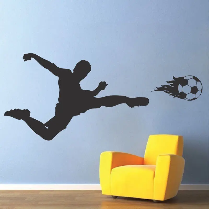 HotMeiNi 48CM*23.2CM Football Soccer Player Vinyl Wall Sticker Sports