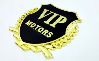 

100 Pieces VIP MOTORS Car-styling Chrome Metal Car Stickers Emblems Decorations Gold Silver Sheild VIP Car Exterior Styling