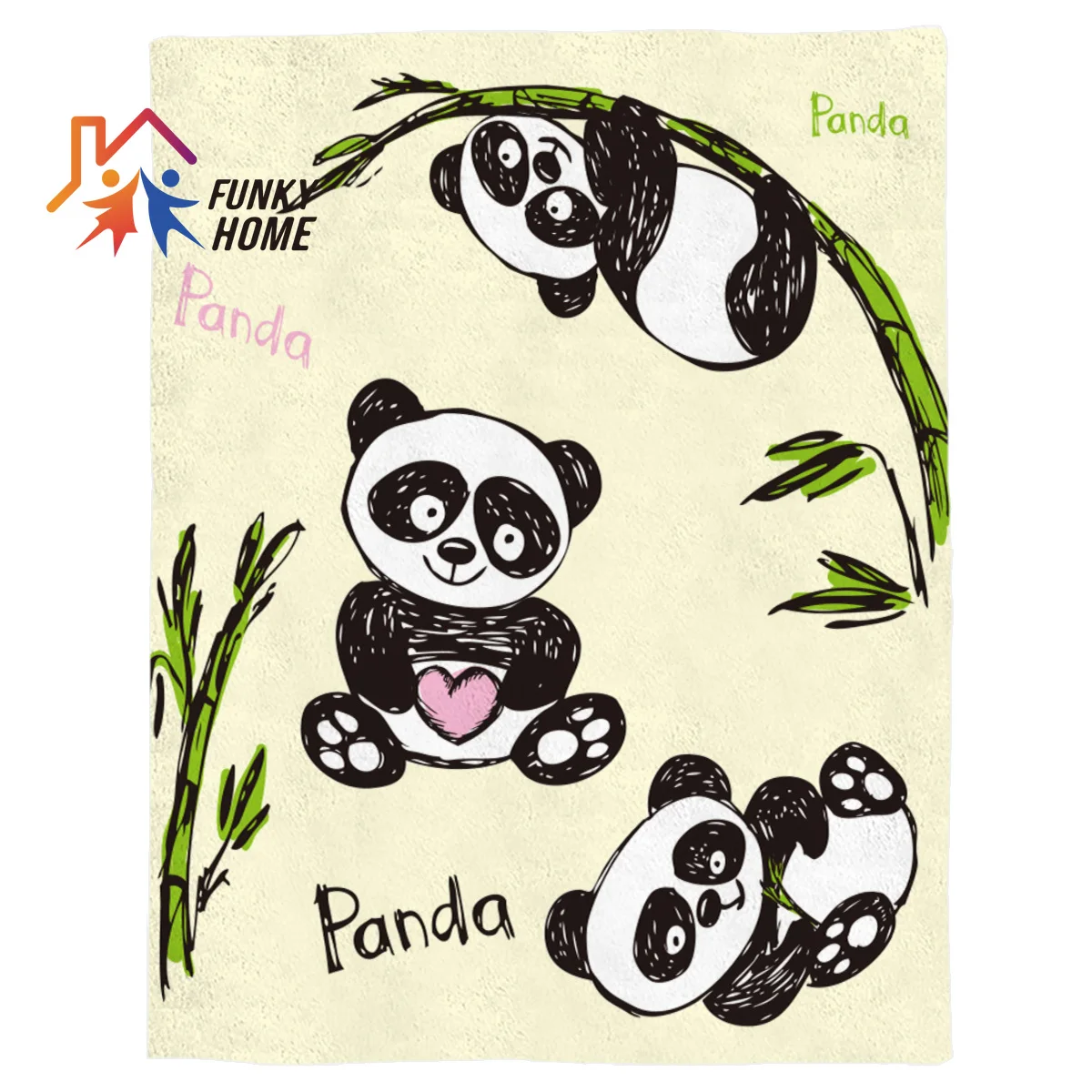 

Funkyhome Customized Throw Blanket panda Printed Fleece Blanket for Beds Home Textile Blankets