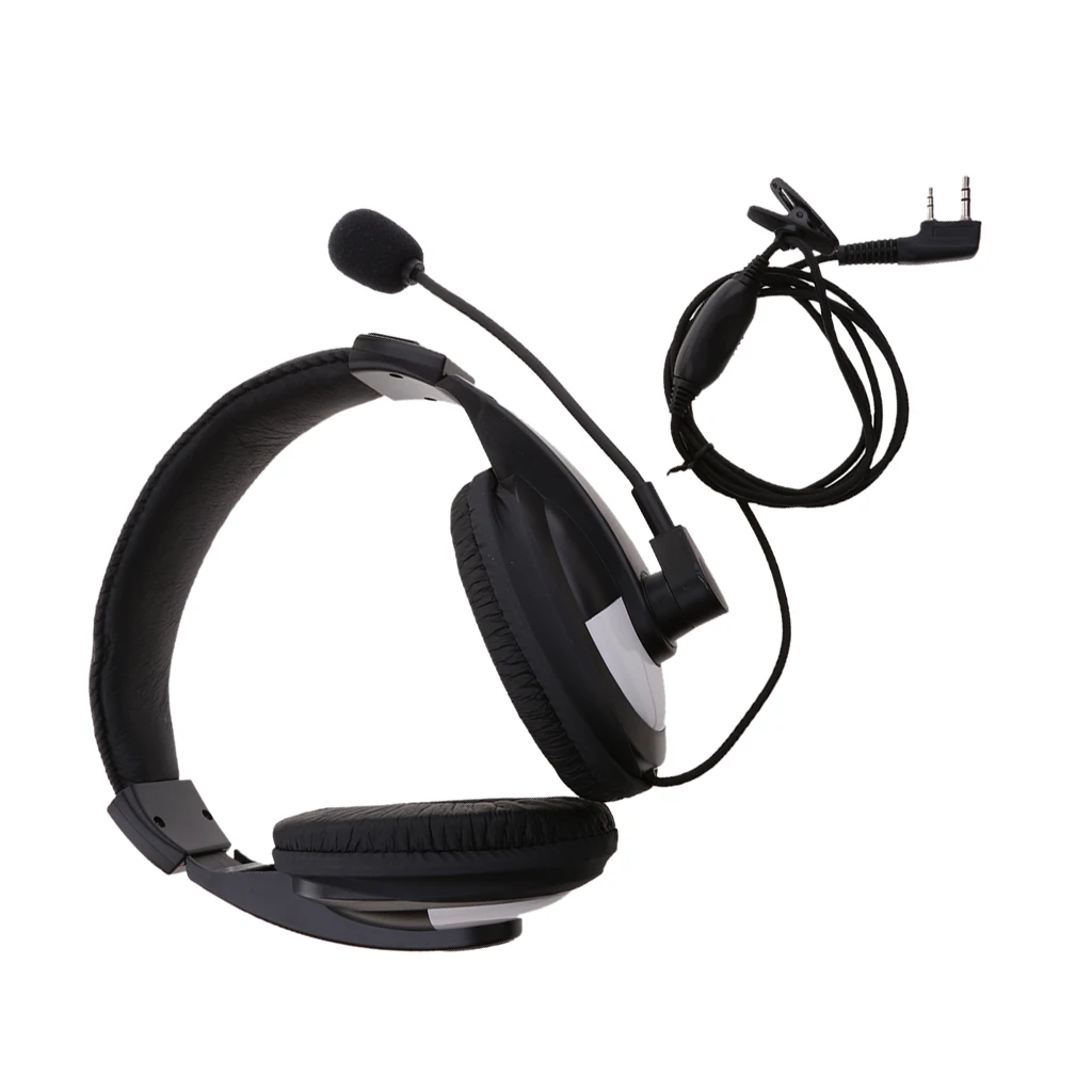  2 Pin Noise Cancelling Overhead Earpiece Soft Headset Headphone with Mic for Two Way Radio
