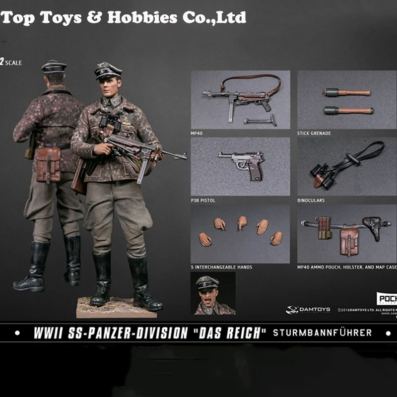 

Full Set Action Figure POCKET ELITE SERIES 1/12 WWII SS-Panzer Division Das Reich PES003 German with Weapon Double Head Carving