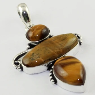 

Tiger Eye Pendant Silver Overlay over Copper , 60 mm, P1716