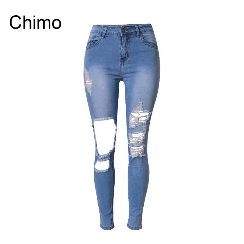 

2018 Woman High Waist plus Size Jeans Women Skinny Pencil Pants Denim Ripped Boyfriend Jeans With Holes For Female