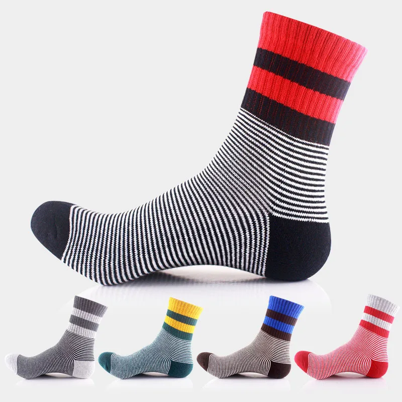Men's color stripes socks the latest design popular men's socks 5 PAIRS