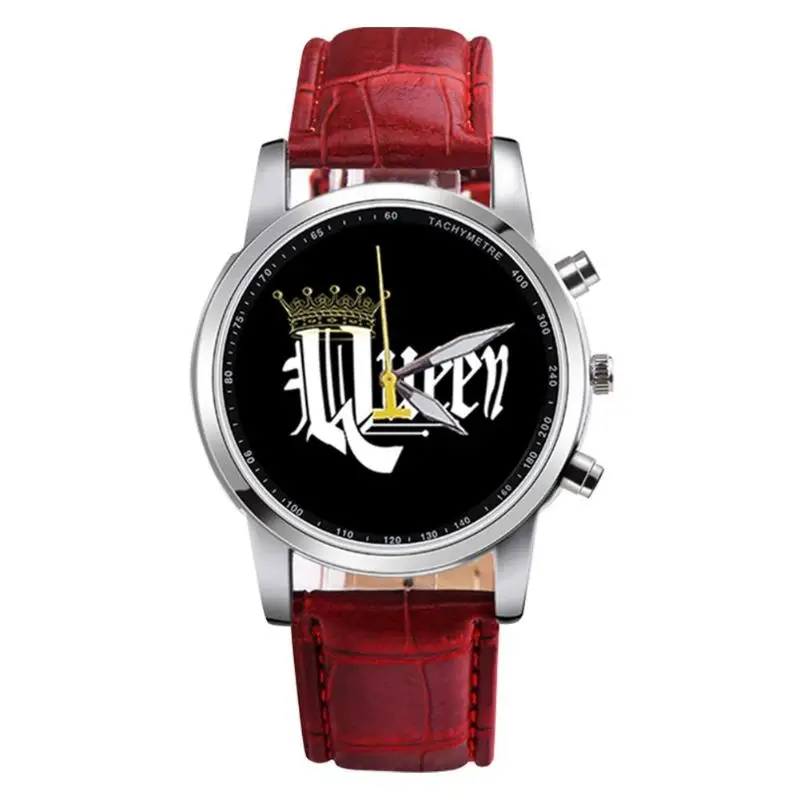 New King Queen Leather Watches Women Lovers Quartz Watch Men Brand Luxury Wristwatch Female Male Quartz Lover`s Watches