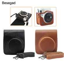 Besegad PU Camera Protective Case Cover Bag w/Shoulder Strap for Fuji Fujifilm Instax Mini90 Mini 90 Instant Film Accessories