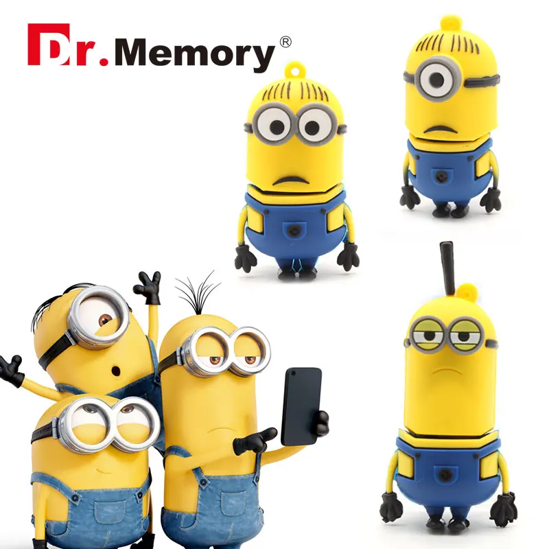 Дешевый Миньоны флешки 32 GB USB Flash Drive 64 GB мультяшный флеш накопитель 128 GB usb накопитель 2,0 Drive симпатичный USB Memory Stick 8 GB 4 Гб