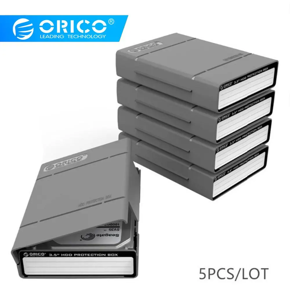 Comprar ORICO 3,5 pulgadas Hdd caja de disco duro portátil Sata externo a disco duro con función impermeable a prueba de golpes 5 unids lote gris