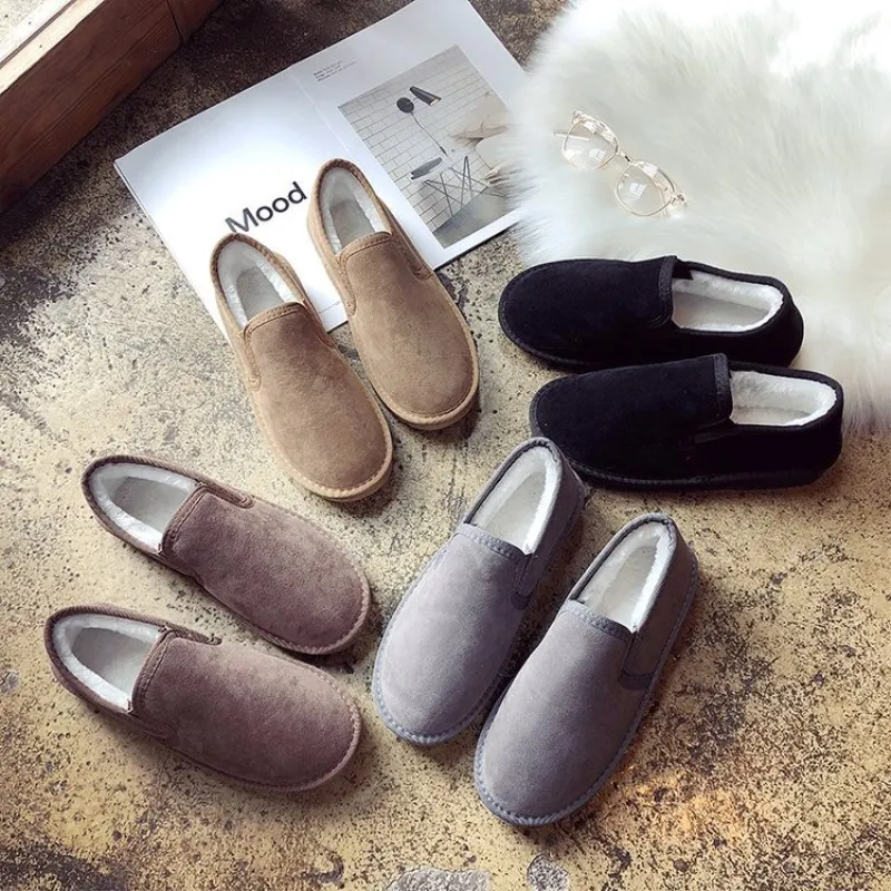 Лоферы EOEODOIT женские на платформе плюшевые туфли плоской подошве круглый носок