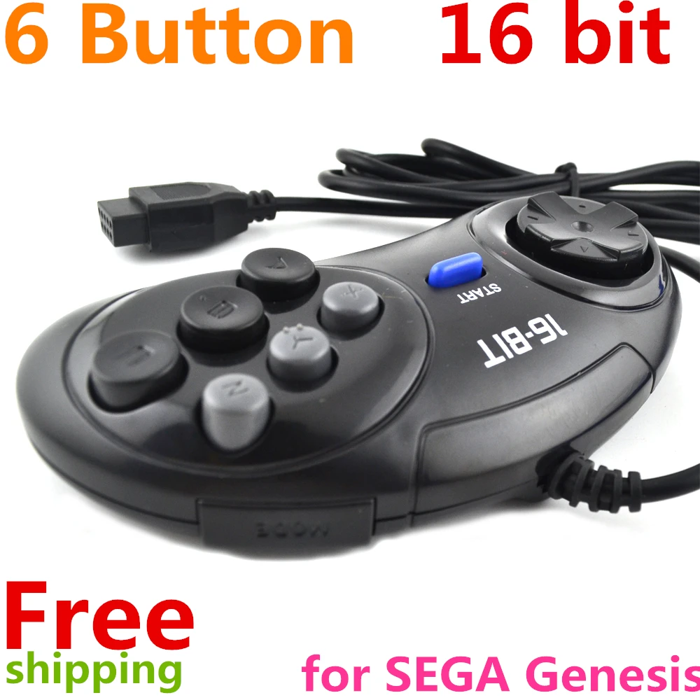

2pcs \lot Game controller for SEGA Genesis for 16 bit handle controller 6 Button Gamepad for SEGA MD Game Accessories
