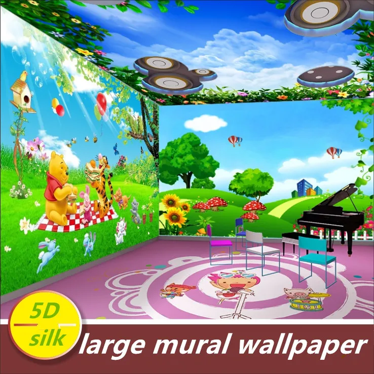 

Custom 5D silk large mural wallpaper 3d cartoon cute animal kid children room boy girl mural bedroom TV wall paper wall covering