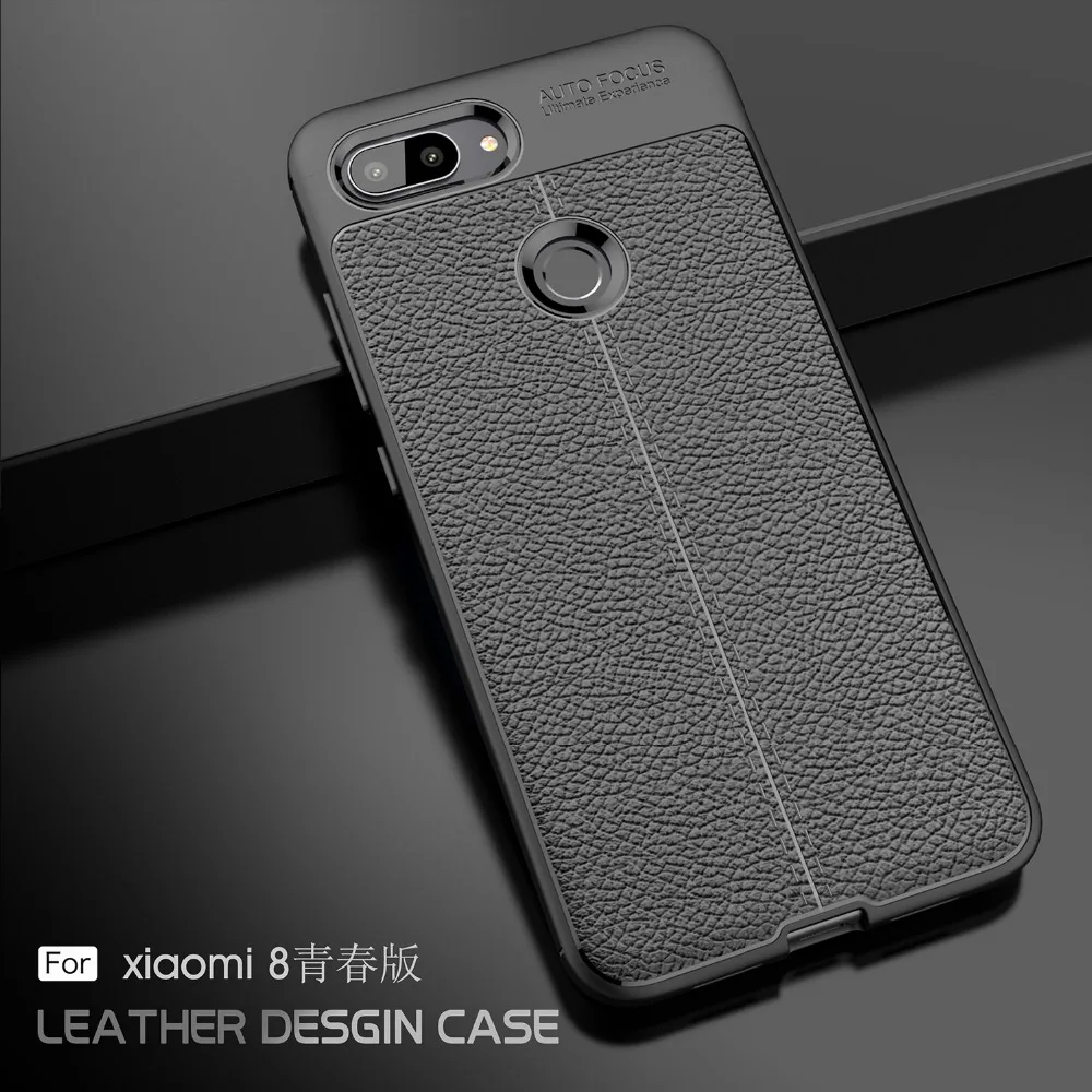 For Xiaomi Mi 8 Lite Case Mi8X Fundas Leather Texture Silicone Soft TPU Back Cover for Youth |