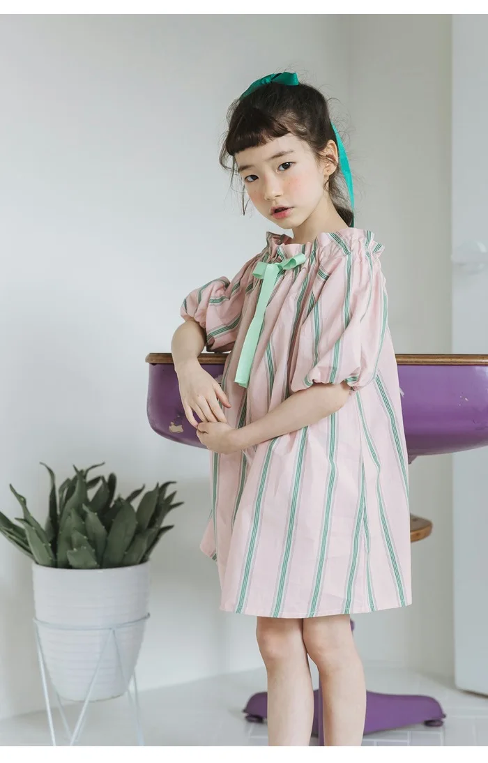 lantern sleeve dot loose kids party dress for girls cotton bow baby dresses clothing girls summer 2018 dress princess clothes (5)