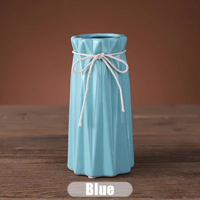 Простая керамическая ваза сухоцветы цветы маленькие вазы Геометрическая креативная ваза для украшения дома - Цвет: Blue