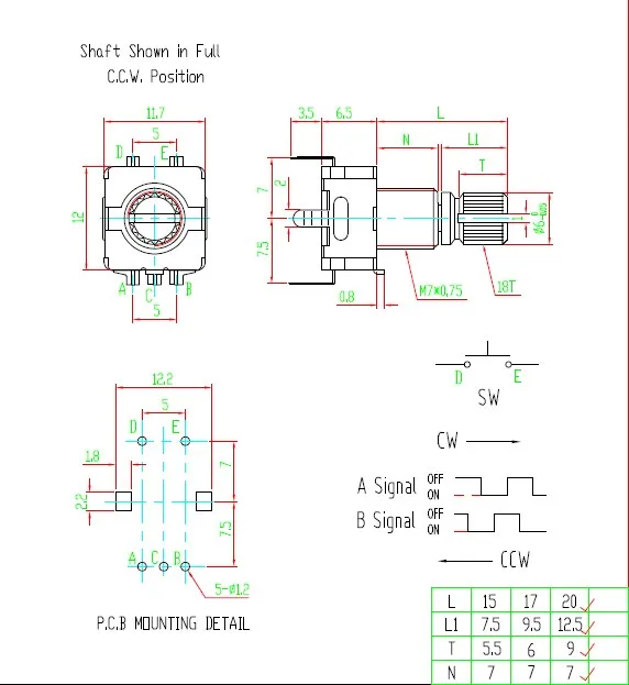 EC11 codificador rotativo interruptor de codificação potenciômetro digital
