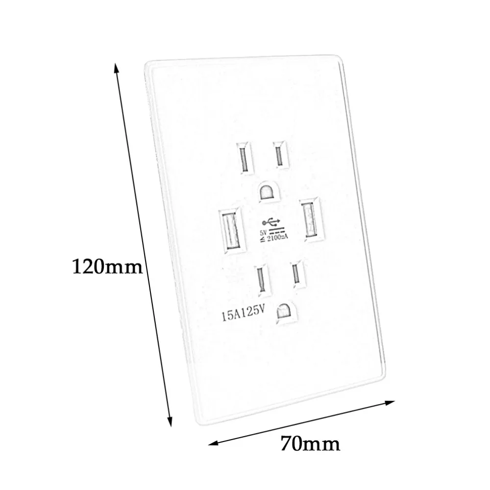 Профессиональный двойной USB зарядное устройство док-станция электрическая розетка панель Белый США Тип вилки