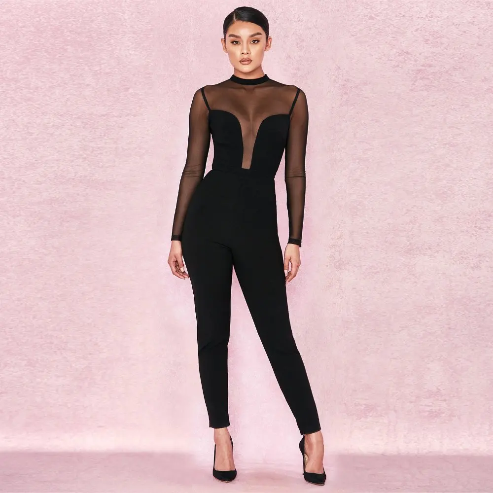 

Round Bandage Dress Sexy Night Club Black Long Sleeve Evening Party Spring Women Fashion Clothing