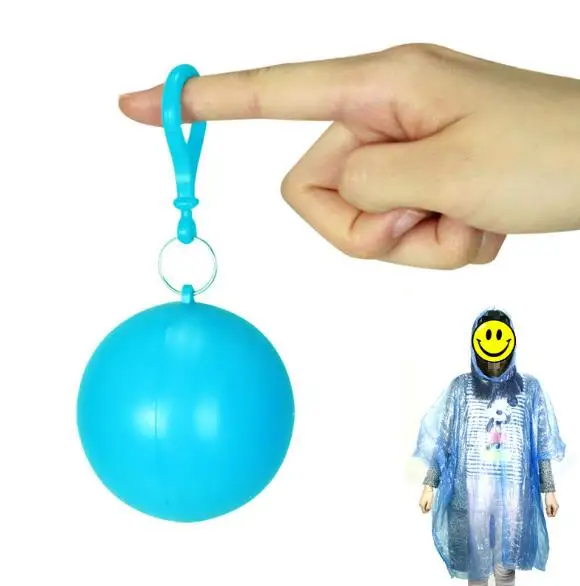 

2 pcs raincoat plastic ball key chain disposable portable raincoats rain covers Transparent Raincoat Portable Environment