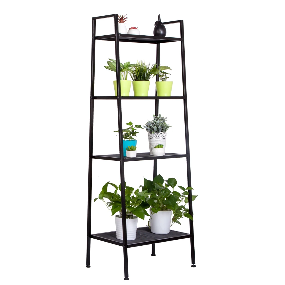 

4 Tiers Shelf Widen Black Unit Bookshelf Storage Display Rack Creative Display Rack Stand For Books Plants Sundries