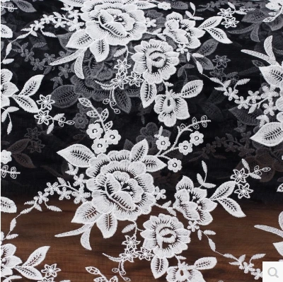 

Net bottom water soluble lace black embroidery fabric milk silk dress dress DIY handmade clothing fabric
