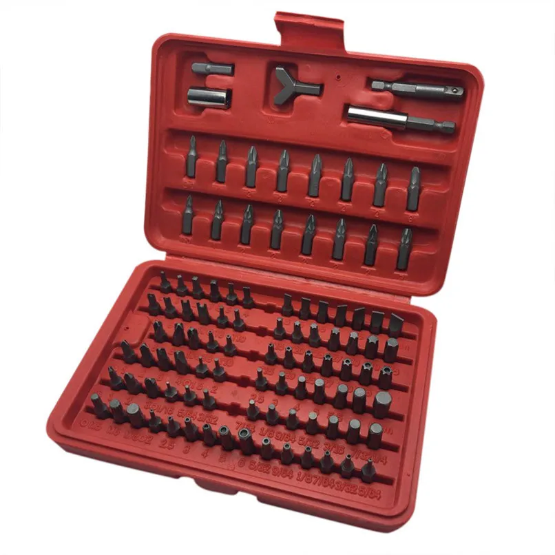 

100pc Professional Security Screwdriver Tamperproof Torx Hex Bit Set + Red Case H0T0