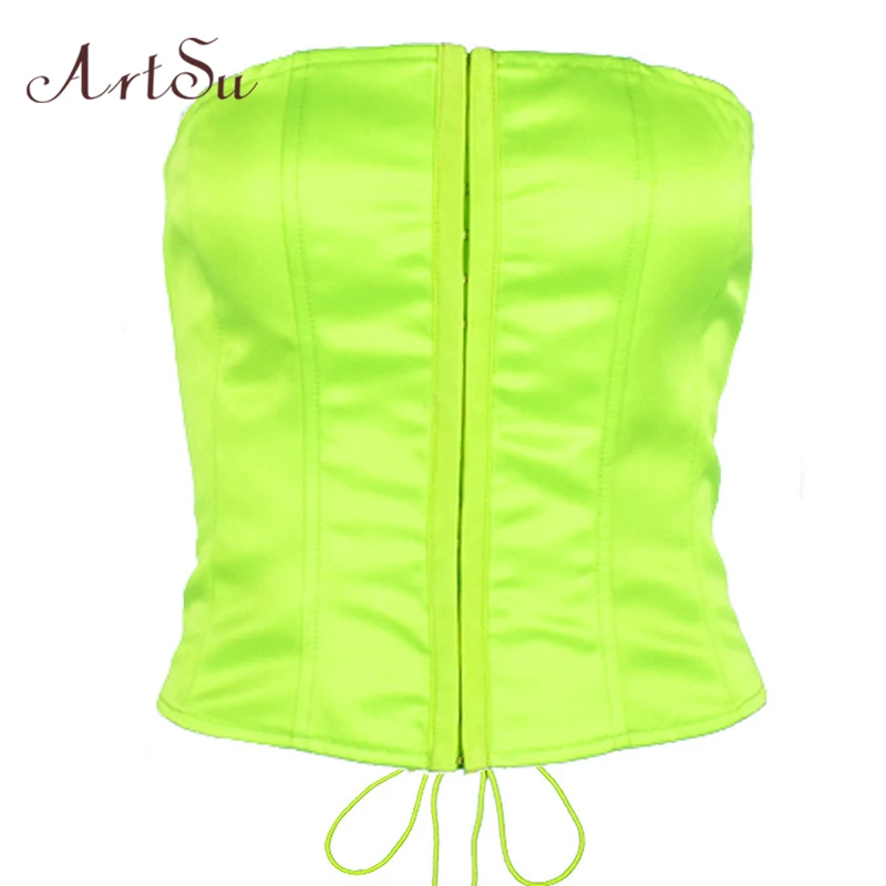 

ArtSu Bralette Crop Top Backless Lace Up Sexy Off Shoulder Top Camis Sleeveless Top Women Summer Short Top Streetwear ASVE20541