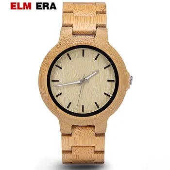 

ELMERA High Quality Men's Wooden Watches for Sport Yellow Wood Watches Plaid Watch Men Automatic Man Watch Luxury Brand