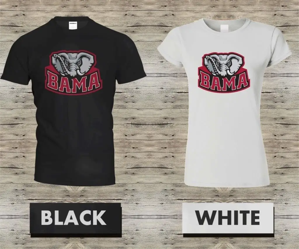 

New Alabama Crimson Tide Black Midnight Mascot T-Shirt Mens Womens Shirt 2 Cartoon t shirt men Unisex New Fashion tshirt Loose