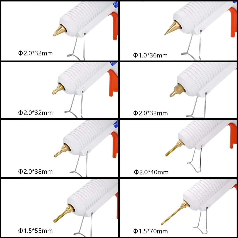 Pure Copper Glue Gun Nozzle Interchangeable Nozzle Parts Anti-leakage with Spanner Kit for Replacement 2.0mm 3.0mm Diameter