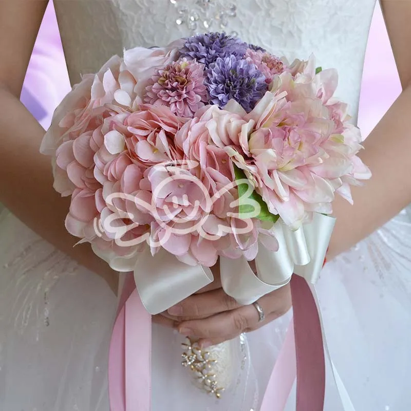 

Handmade Hybrid Style Bride Holding Flower Silk Artificial Flowers Embroidery Bridesmaid Bride Flower Bouquet For Wedding Party