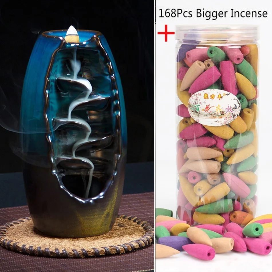 

Hot Backflow Incense Burner Home Decor Porcelain Incense Holder Ceramic Waterfall Backflow Incense Burner Censer Room Decor Gift