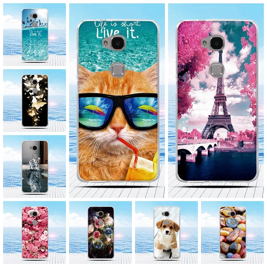 Чехол для Huawei Honor 5X с 3D рельефным рисунком задняя крышка из ТПУ мягкий силиконовый