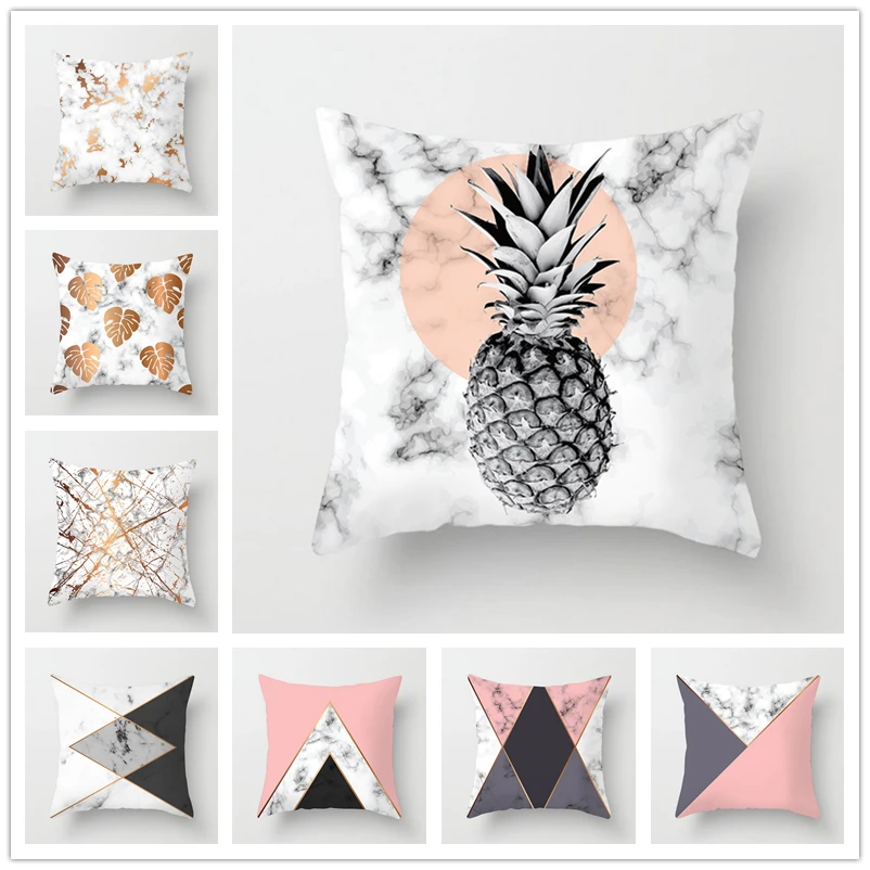 

Geometric Marble style Stripe Cushion Covers 45x45cm Polyester Soft Throw Pillow Covers for Sofa Home Car Decorative Pillowcases