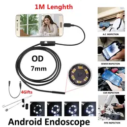 LESHP 7 мм объектив MircoUSB Android OTG USB эндоскоп камера 1 м водонепроницаемый змеиная труба проверка для Android USB бороскоп камера